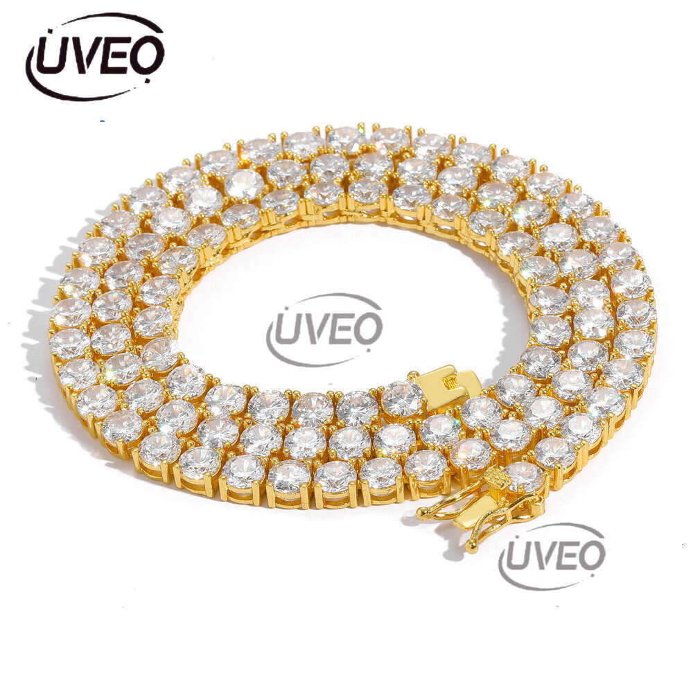 Men's Ice out VVS Moissanite Hip Hop 3mm 4mm 5mm single row necklace tennis chain Free delivery