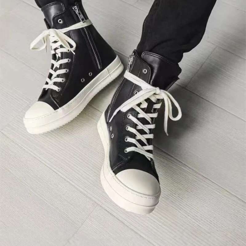 Unisex Casual High Top Women Sneaker Quality Ankle Boot Fashion Zip Metal Canvas High-Top Flat Street Shoe Designer