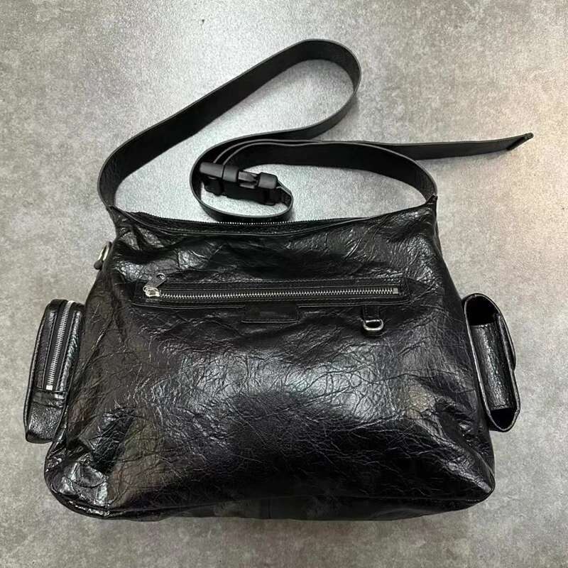 Moto & Biker Bags For Women Designer Handbags And Purses 2024 New In PU Vintage Oil Wax Leather Multiple Pockets Shoulder