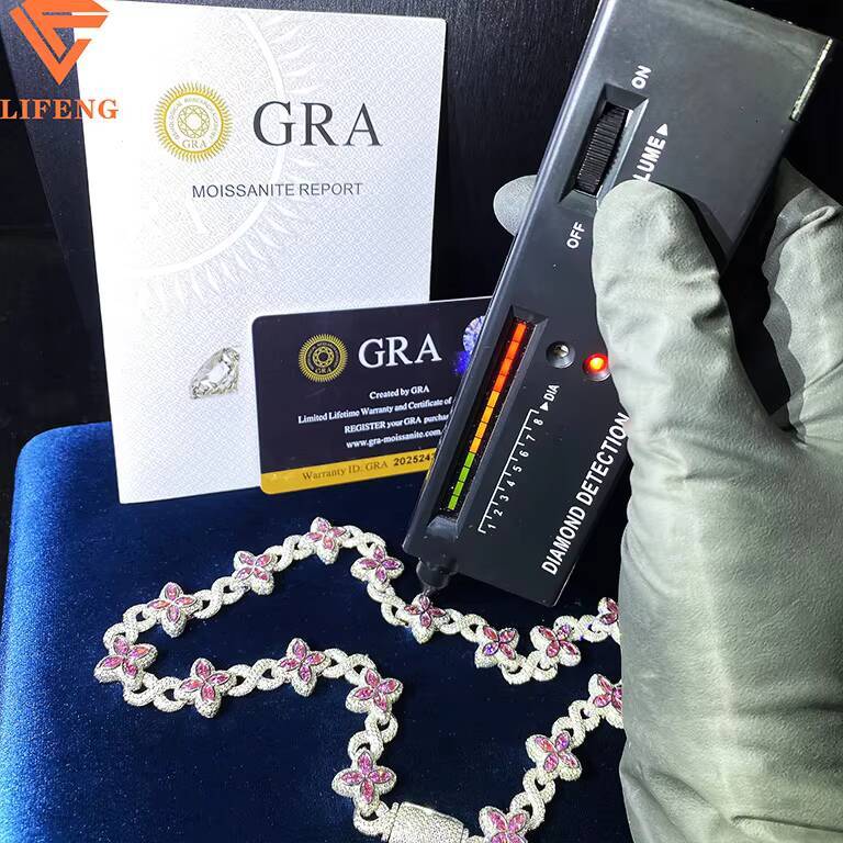 New Luxury Man Women Iced Out Fancy Chains Vvs Moissanite Diamond Four Leaf Clover Flowers Infinity Cuban Link Chain Necklace