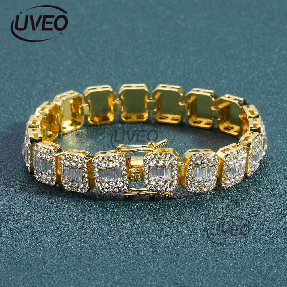 Luxury Hip Hop 13mm square round ice out VVS Moissanite Cuban Chain Bracelet for men and women Free delivery