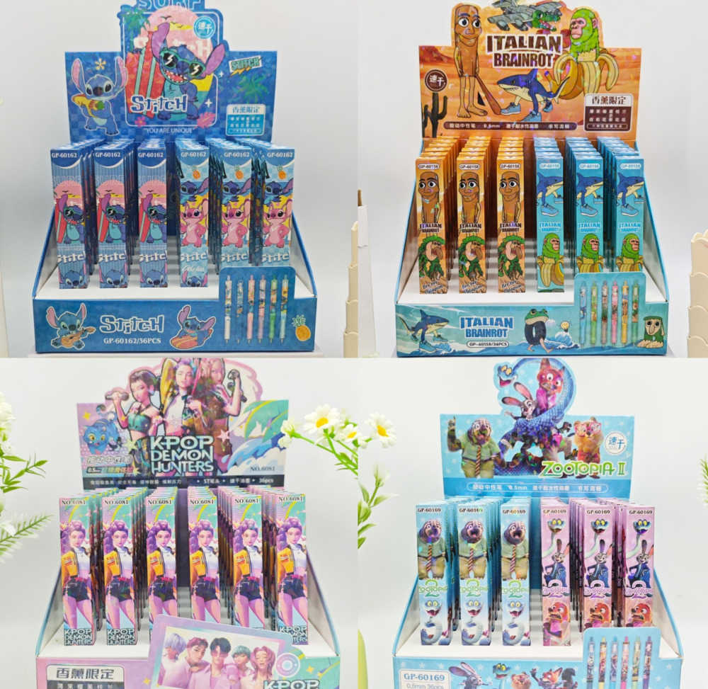 Disney 36pcs Zootopia Stitch Gel Pen Neutral Pen Cartoon Cute 05mm Black Press Sign Pen Independent Packaging Student Stationery H251119
