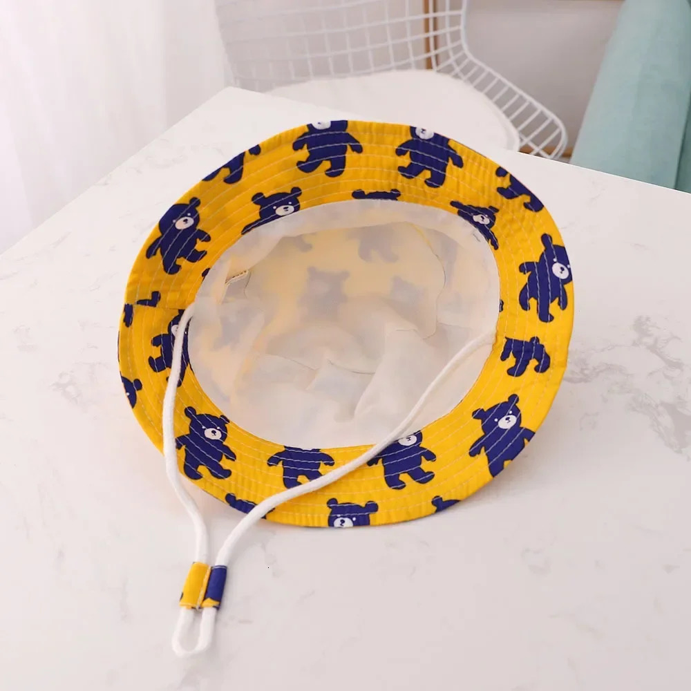 Spring and summer thin breathable childrens bucket hat unisex baby sun with windproof rope outdoor 6 months 8 years old 250414z