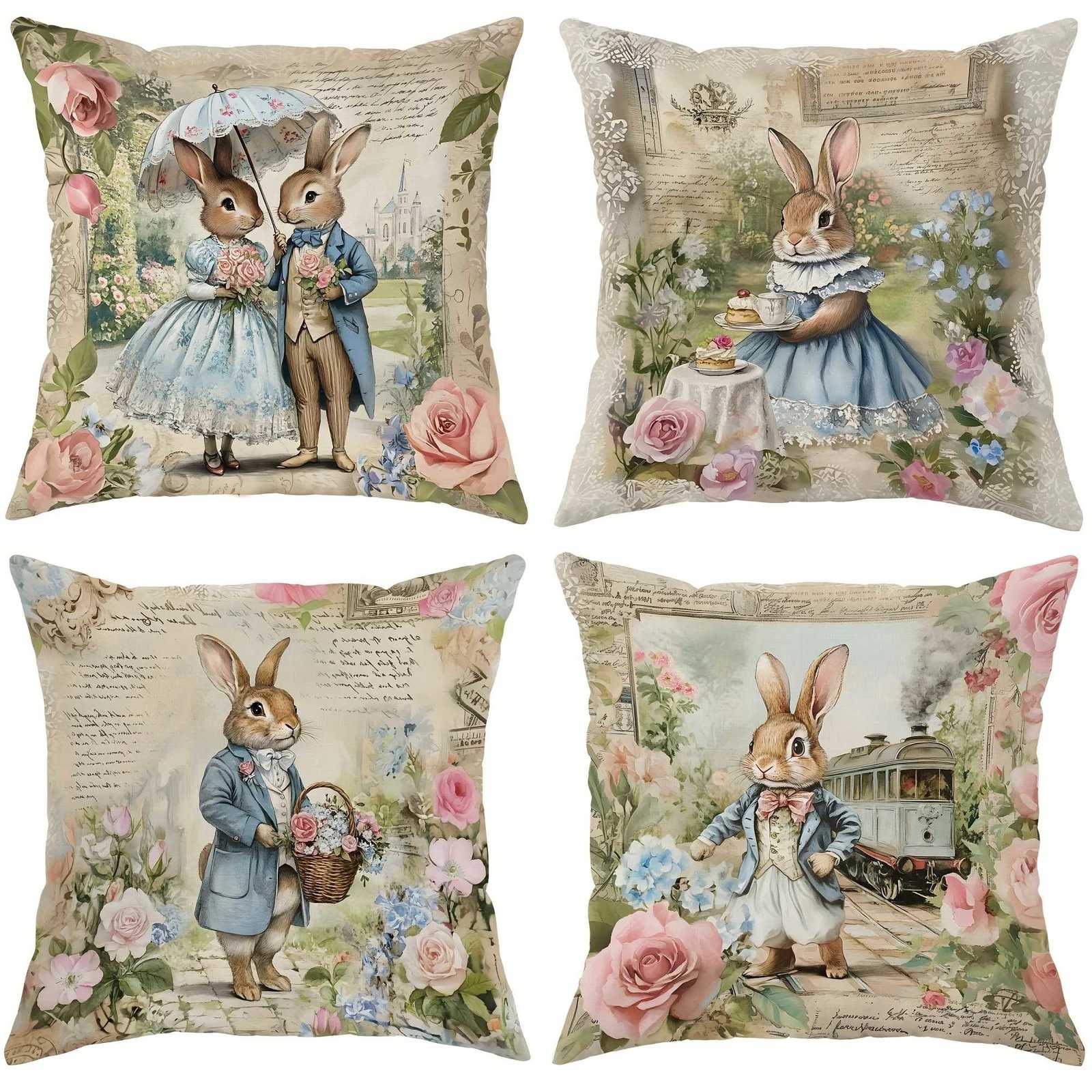 4Pcs Cabin Style Covers - Pray for a Cozy Home Printed Polyester Cushion Covers with Zipper for Sofa/BedM251119