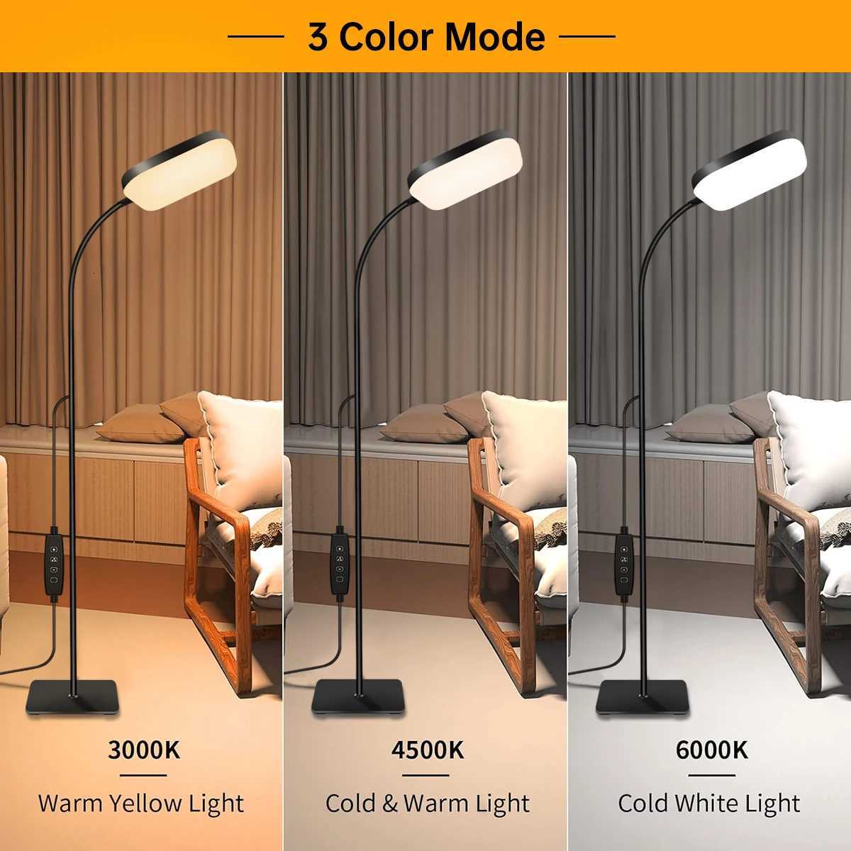 18W Floor Lamp with Touch Control Adjustable Brightness 360 Gooseneck LED Floor Lamps Eye-Caring Floor Lamp for Living Room M251119
