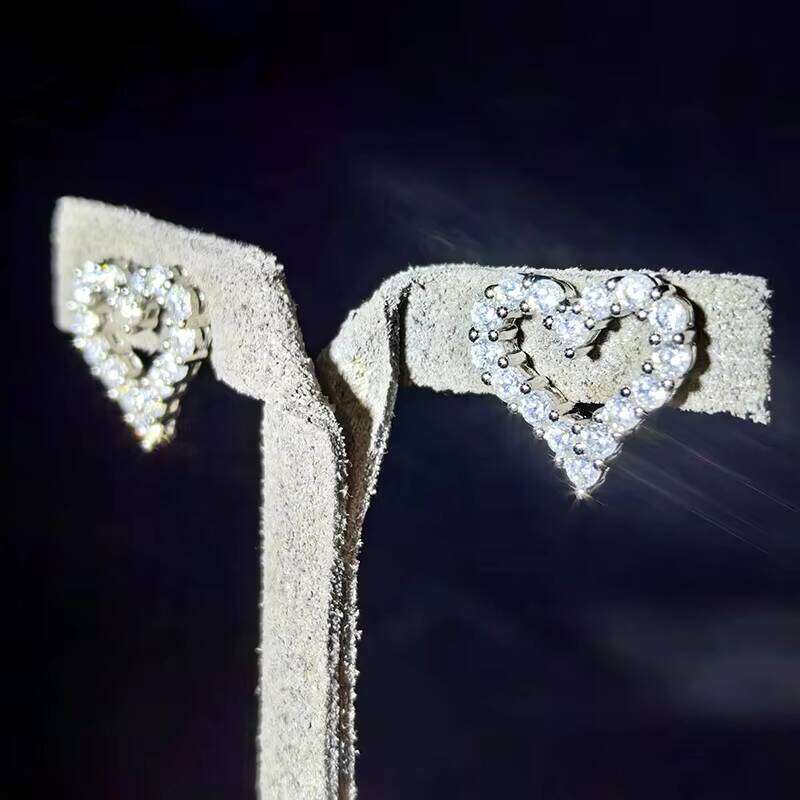 High Quality Casual casual Boutique Jewelry 8A CZ Sterling Sier Heart Hollow Out Stud Earrings for Women