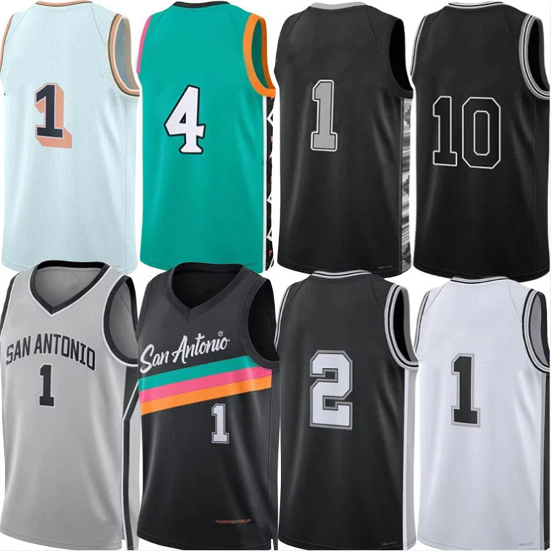 Victor Wembanyama San Anton Spur Basketball Jerseys Dylan Harper De Aaron Fox Stephon Castle Devin Vassell Keldon Johnson Jeremy Sochan Jersey City Jersey Men