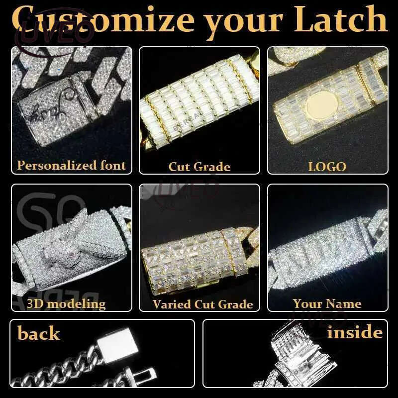 necklace moissanite chain Custom Pass Dia Tester Hip Hop Jewelry Sterg Sier 6mm 8mm Iced Out VVS Cuban k Moissanite Chain For Men