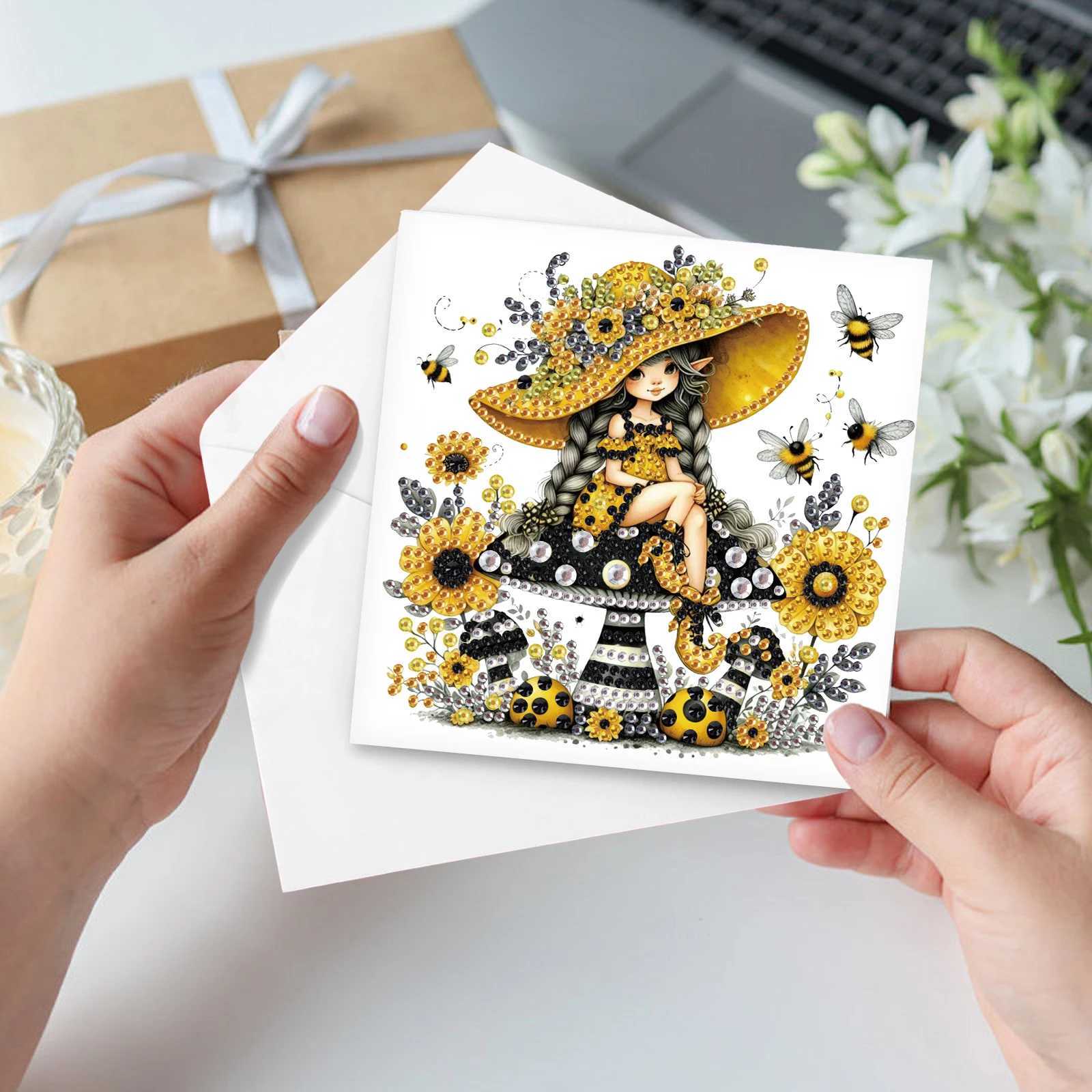 6Pcs Diamond Art Painting Greeting Cards KitsDIY Yellow Theme Handmade Festival Greeting Diamond Art Birthday Creative Cards Gi G251119