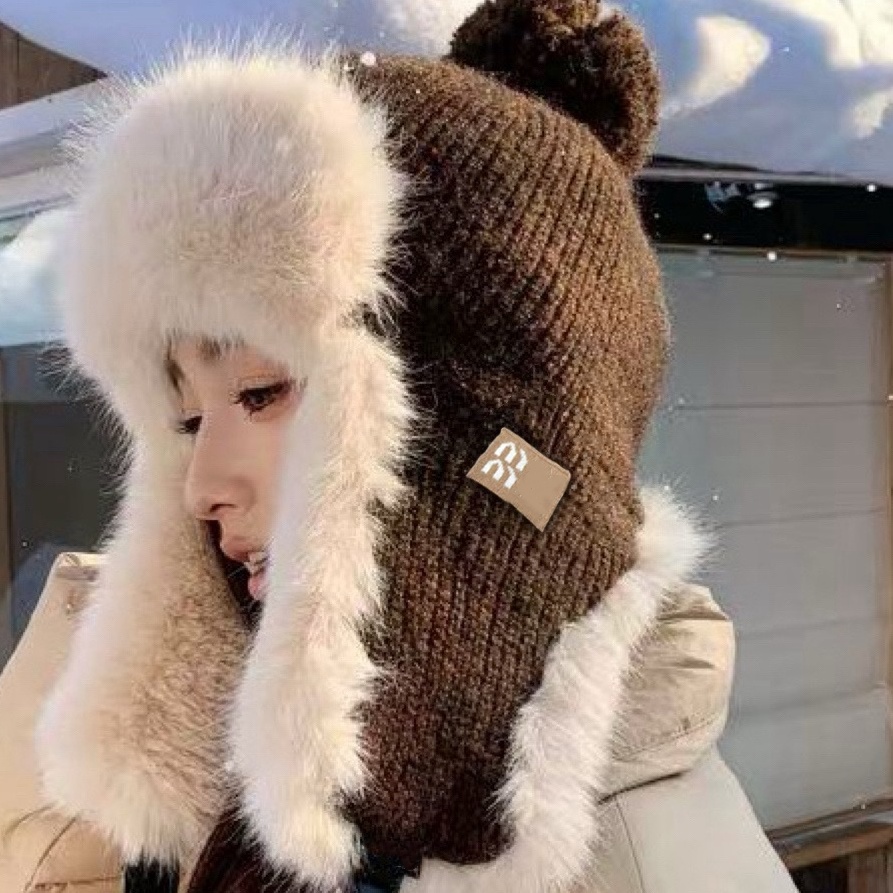 Trapper Hats coffee Faux Mink Fur hat designer beanie designer hat beanies hats beanie designer hat winter hat beanie black mens beanie winter hats for men ear shape