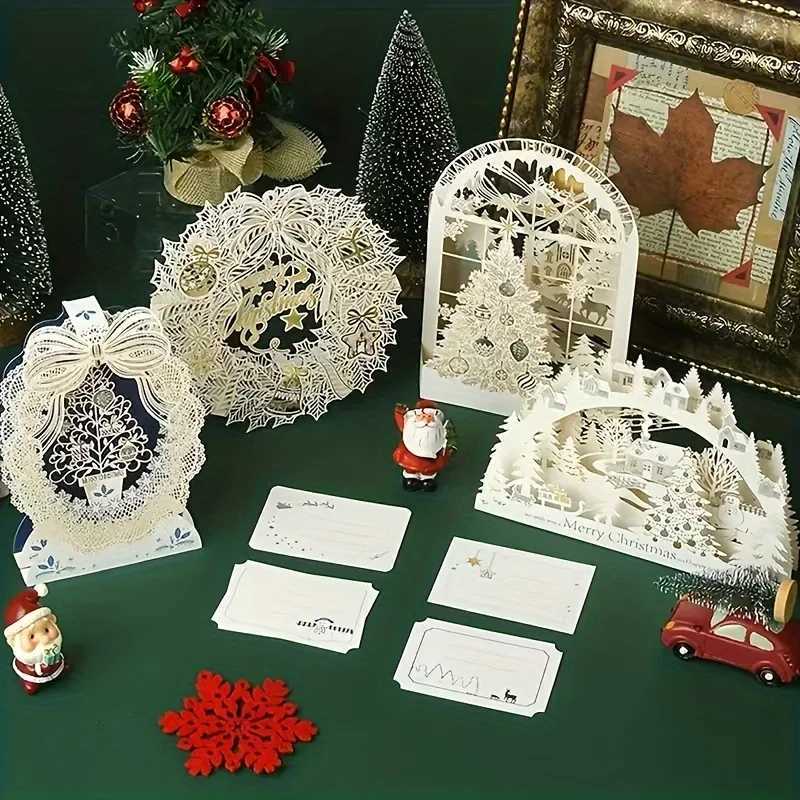 3D Pop-Up Christmas Greeting Cards with Envelopes Note Cards - Festive Floral Design for Everyone G251119