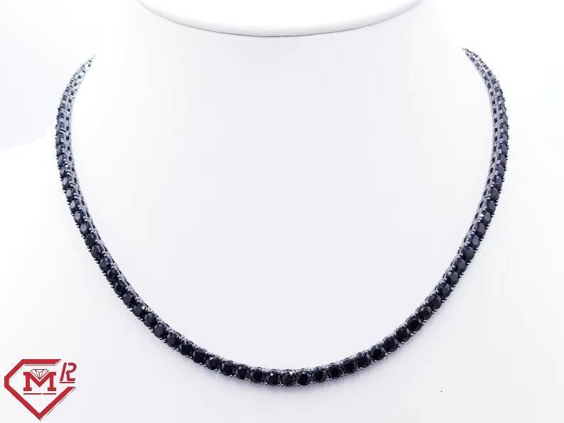 Hiphop Jewelry Black Tennis Necklace 925 Sterling Silver Pass Testter VVS Moissanite Tennis Chain