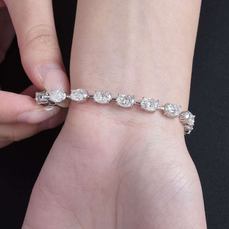 Oval Cut S Sterling Sier Fashion Jewelry Women's Tennis Silicon Stone Bracelet