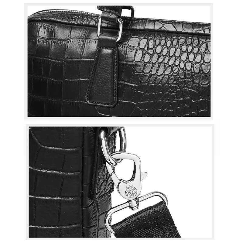 SCHLATUM Genuine Leather Crocodile Grain Briefcases Hard For Men 15.6 Inch Laptop Briefcase Bags Computer Bag Handbags