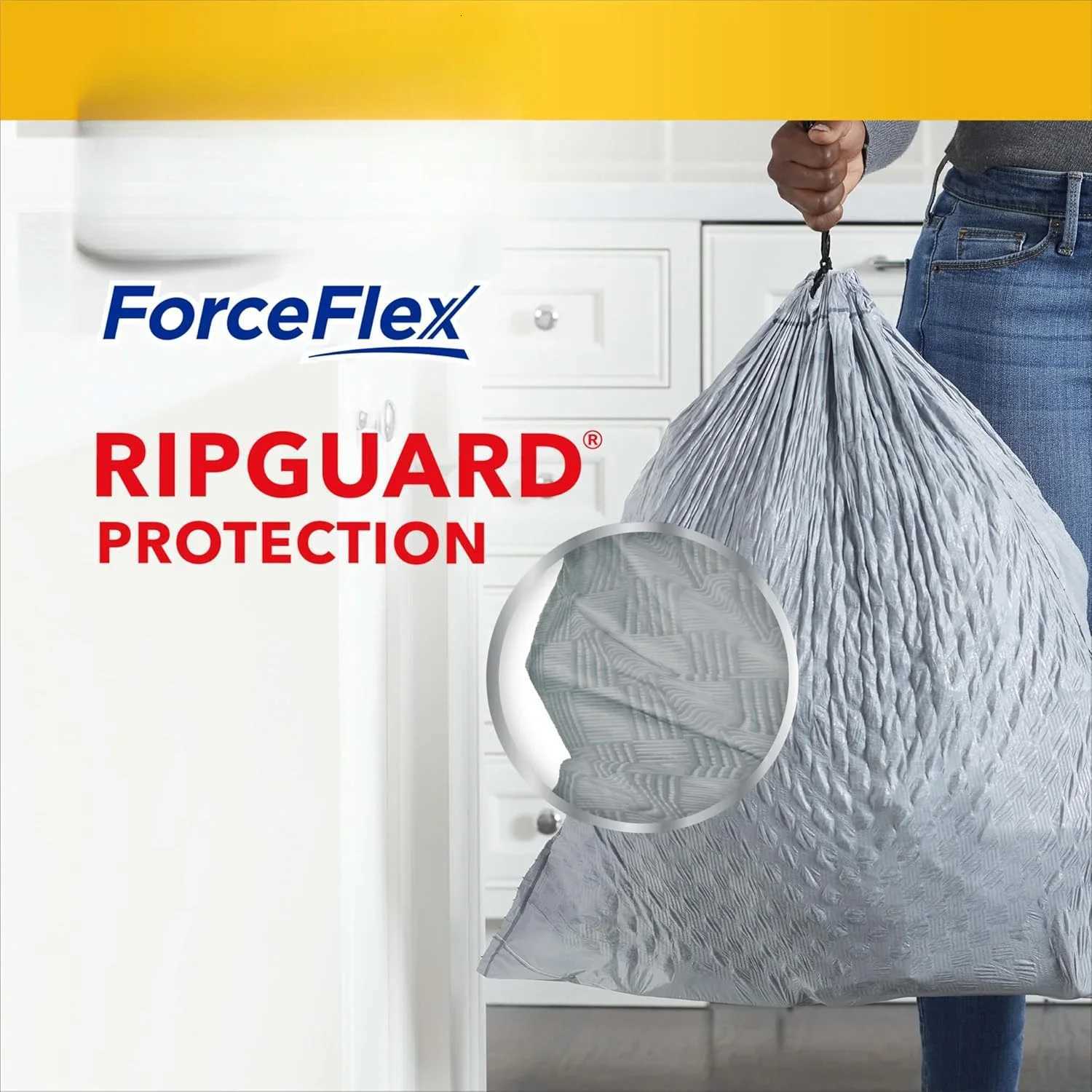 High kitchen drawstring trash bags - Stink Shield 13 gallon white trash bags 110 C251119