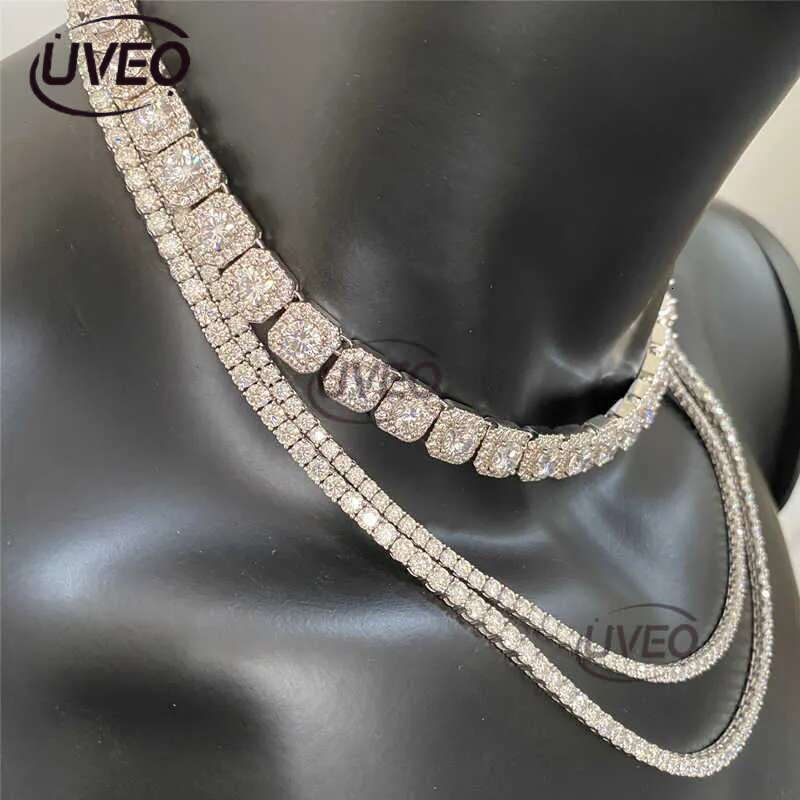 Hip Hop Rock Sugar Moissanite Iced Out Dia Necklace Fashion Men Jewelry Solid Sier Cuban k Chain