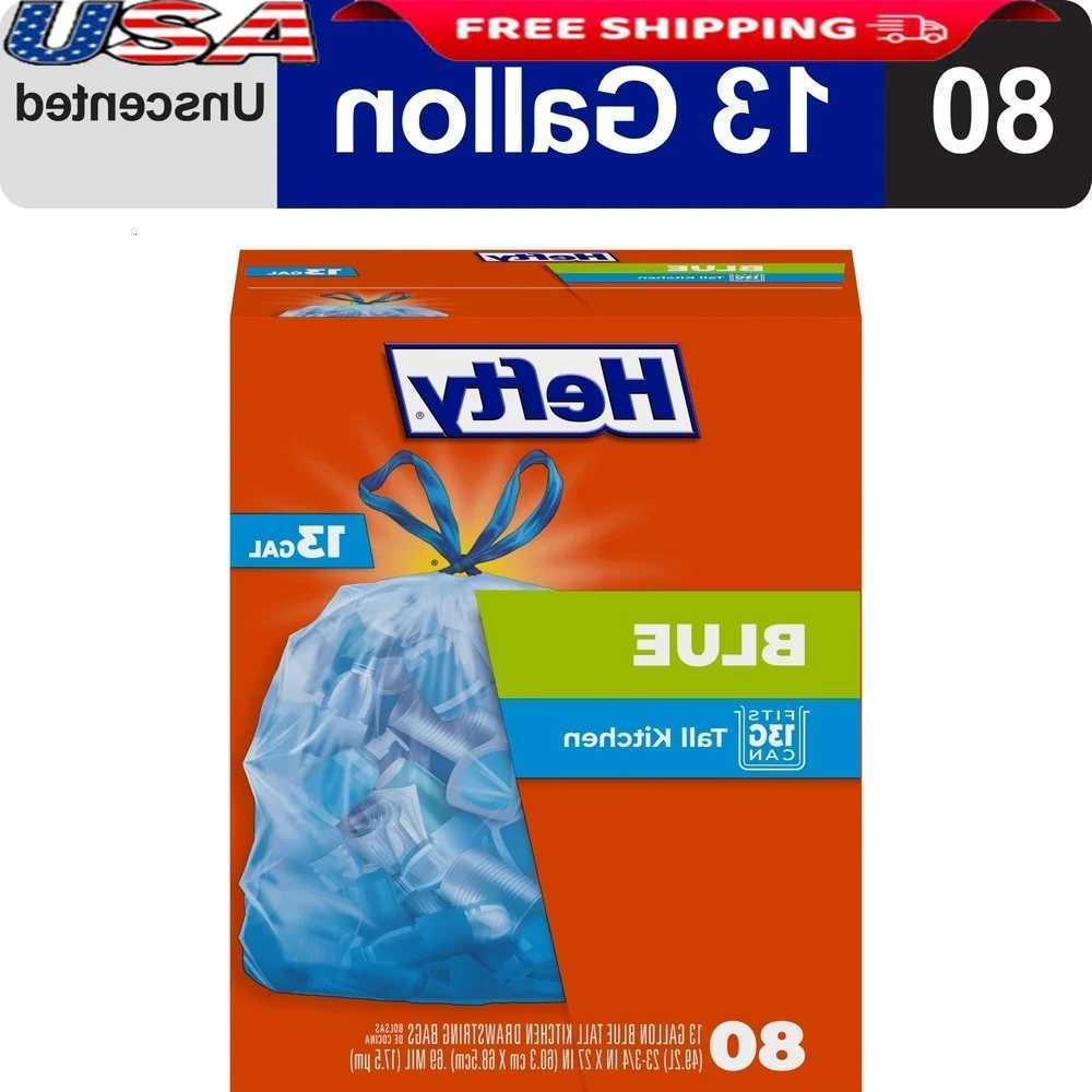 Blue Trash Bags 80 Count Drawstring Kitchen Garbage Bags Tear Resistant Puncture Resistant Unscented Residential Use C251119