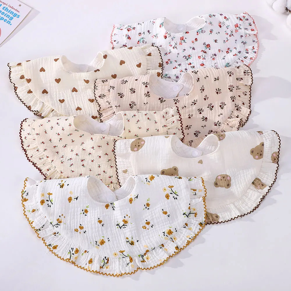 Ins style simple cotton baby bib born print soft Saliva towel feeding Burp fabric accessories 250414z