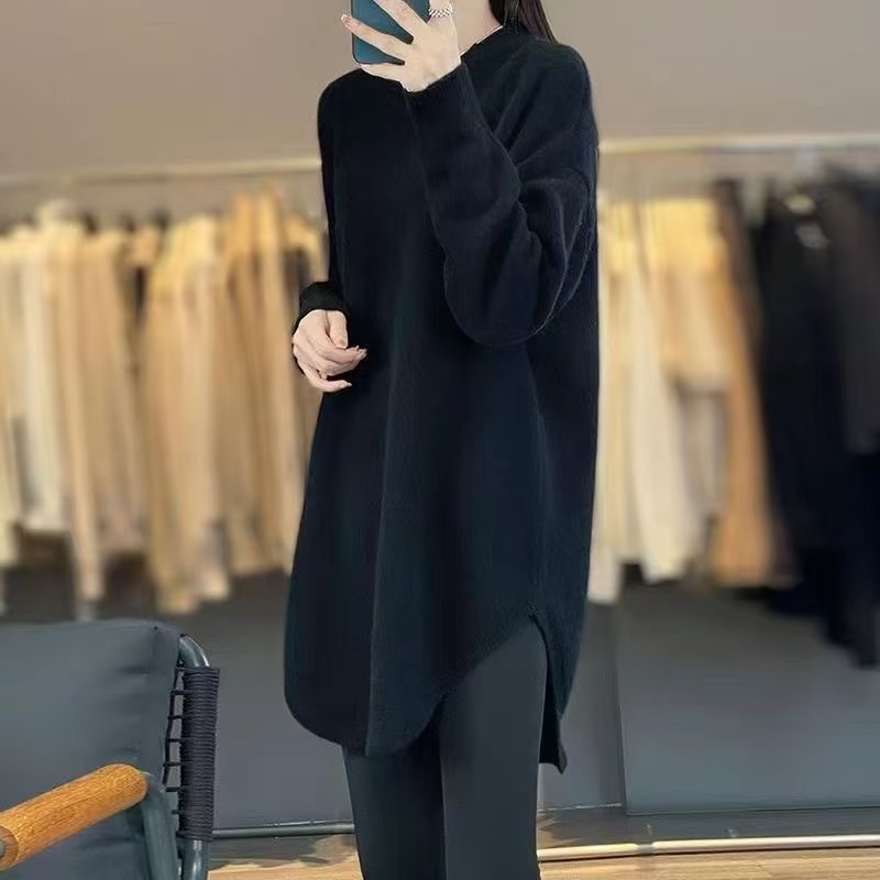 plus size women's new long sleeve high waist printed banquet dress mid-length skirt D02846