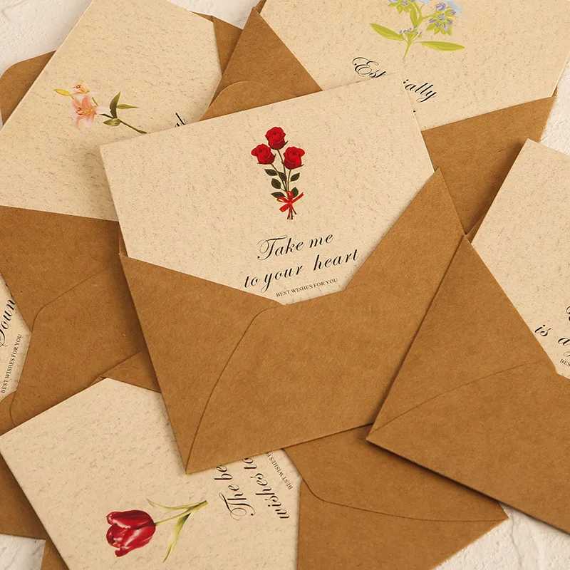6Pcs Flower Language Greeting Cards - Exquisite Design for Birthday Anniversary Festival Romantic Floral Messages G251119