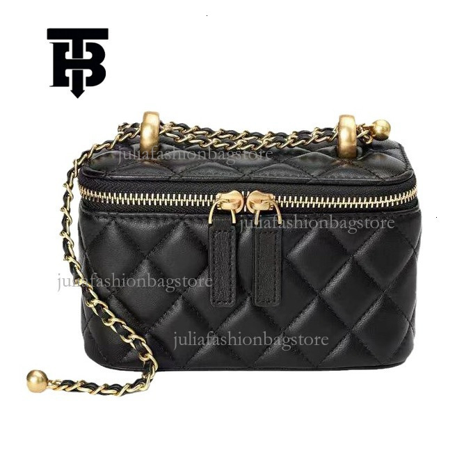 TB BHULAMTE Designer Mini Leather Shoulder Bag Chanel Style Sheepskin Tote Box Bag Women's Golden Ball Chain Lipstick Crossbody Bag Small Square 