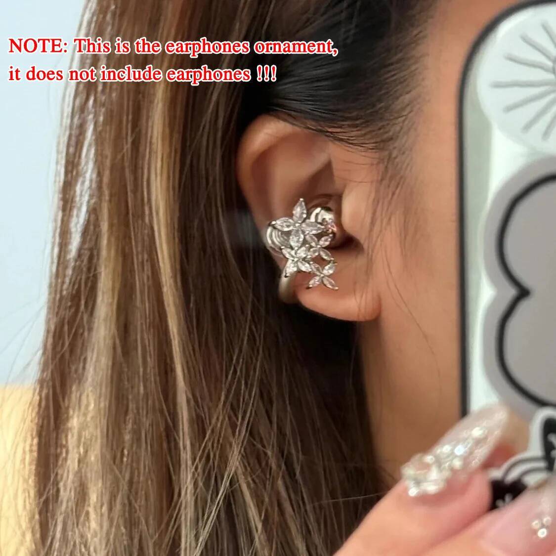 2025 New Customizable Flash Diamond Ear-Clip Accessories Zircon Earphone Charms OWS Earbuds Fashion Jewelry Gift For Women