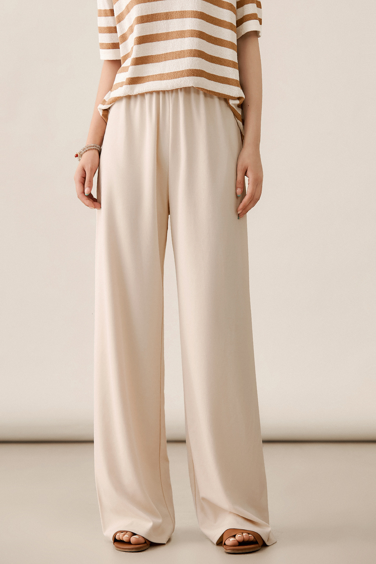 Spring/Summer New Smooth Breathable Skin-Friendly Wide-Leg Straight Slimming Casual Pants