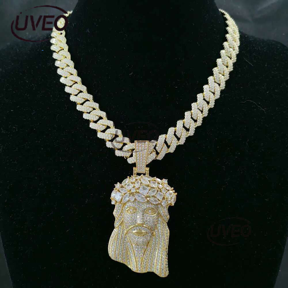 Jesus Pendant with 13mm Moissanite Cuban Chain Necklace Designer Hip Hop Jewelry for Men Gift