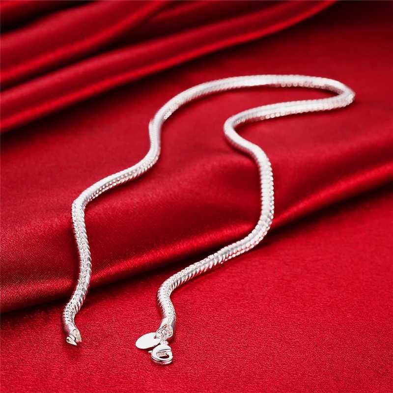 LiHong 925 sterling silver 16/18/20/24/22/24/26/30 inch 3mm snake chain necklace suitable for women and mens wedding engagement jewelryT250418