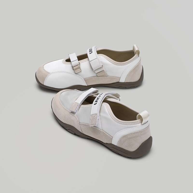 2025 Spring Summer New Korean Style Ballet Mary Jane for Women Pink and Apricot Two-tone Casual Velcro Sports Training Shoes