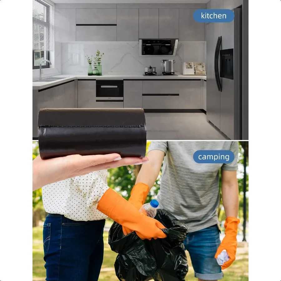 Kitchen Trash Bags 13 Gallon 20 Counts Flag Garbage Bags with No Flaps and No Ties 60cm80cm 168g pcs Unscented Black C251119