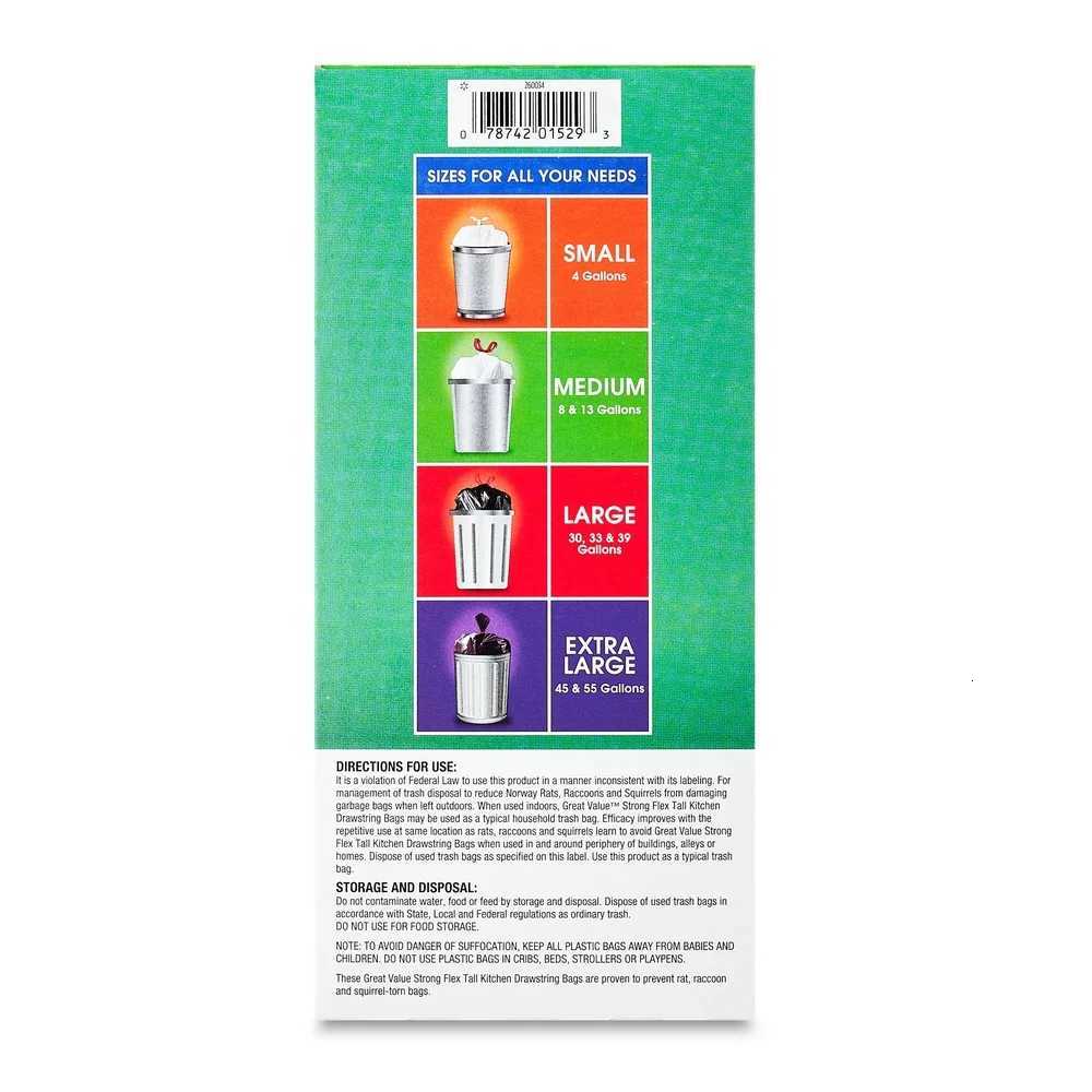 Strong Flex 13 Gallon Kitchen Drawstring Trash Bags Mint Scent 80 Count Leak Tear Puncture Protection Easy Lift Carry C251119
