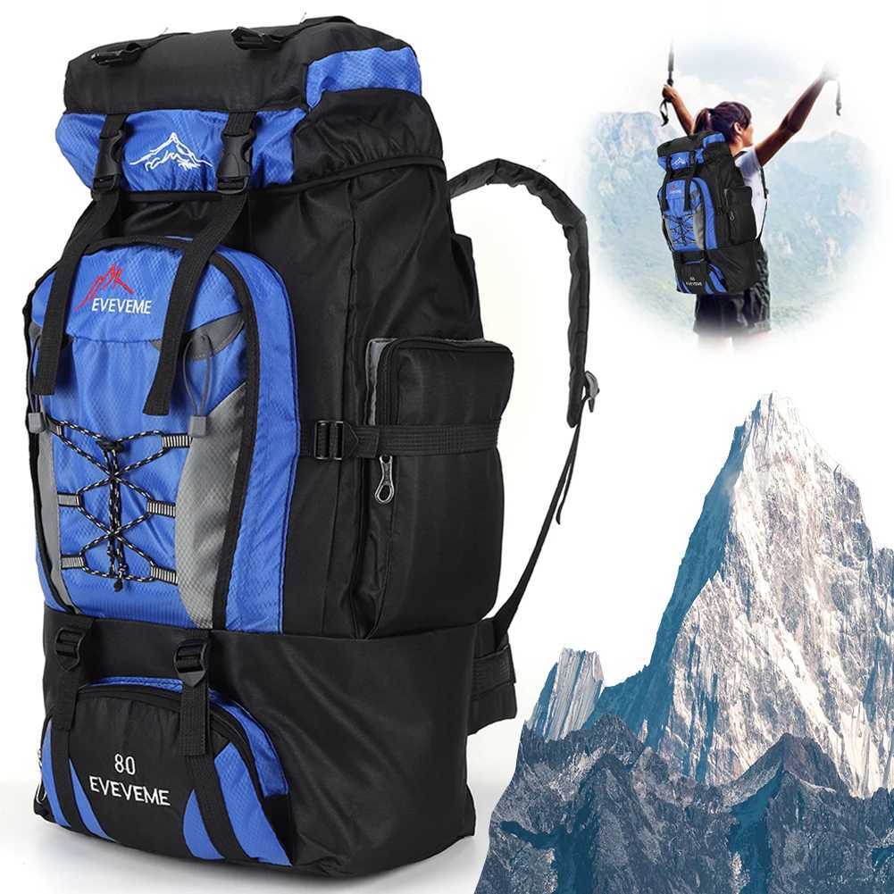 80L Waterproof Hiking Camping Backpack Rucksack Large Capacity Travel Backpack Mens Outdoor Sports Mountaineering BagY250418