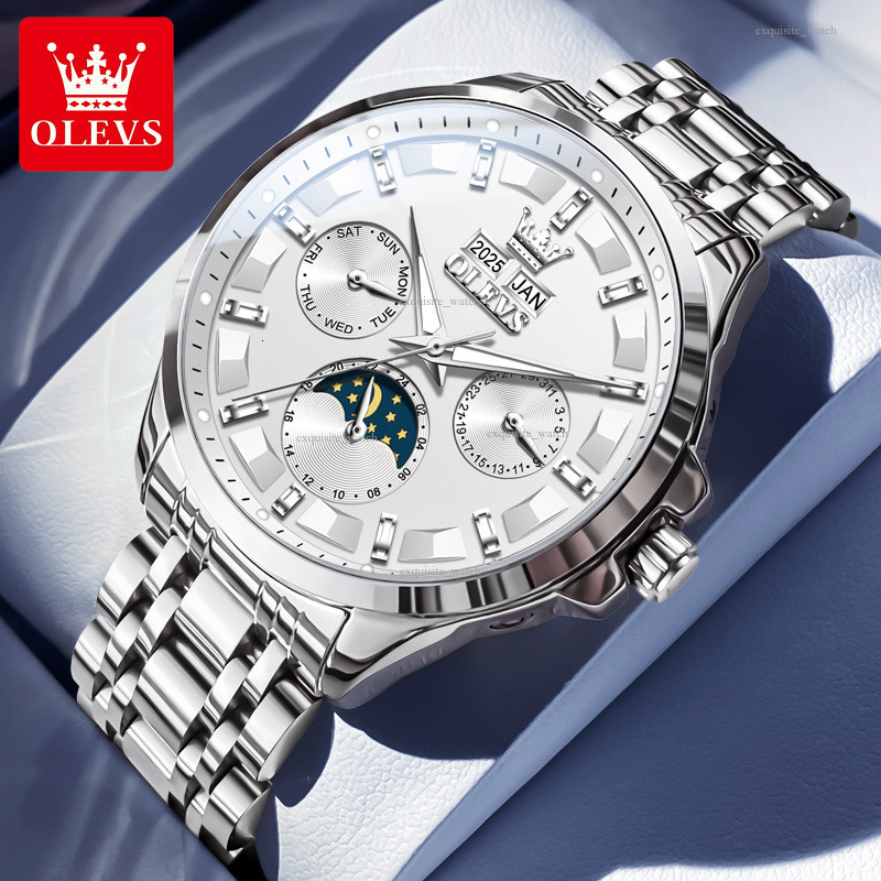 OLEVS Brand Designer Luxury Business Men's Outdoor Perpetual Calendar Multi-functional Mechanical Watch Fully Automatic Waterproof Men's Wat