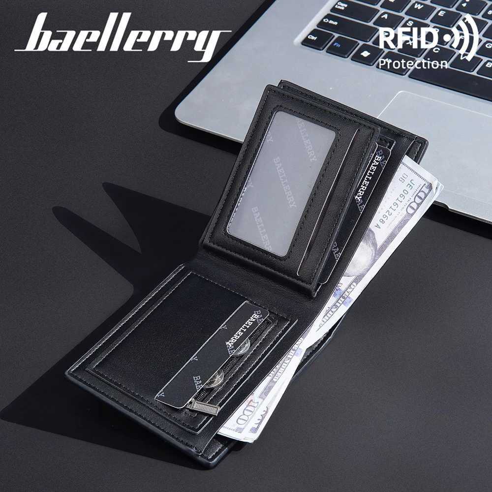 Baellerry New Men Short Wallets Carbon Fiber Card Holder Zipper Male Purses High Quality Coin Pocket Mens WalletT251119