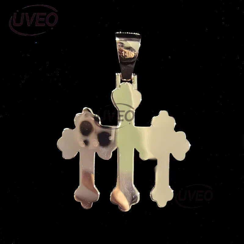 Rose Gold Plated Sterg Sier Iced Out VVS Dia Custom Charm Hip Hop Three Cross Moissanite Pendant for Men