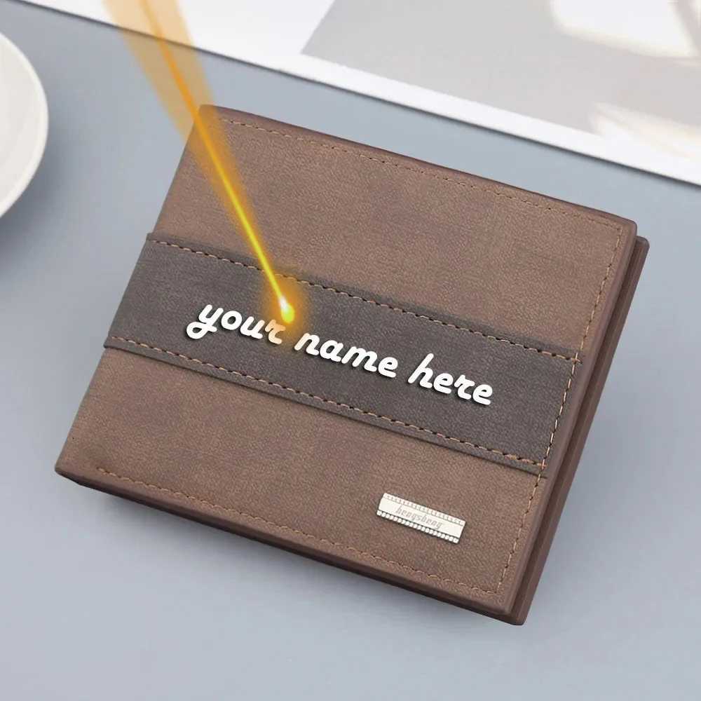 Personalized Custom Engrave Name Men Short Small Wallet Minimalist PU Leather Purse Coin Multi-functional Card Holder WalletsT251119
