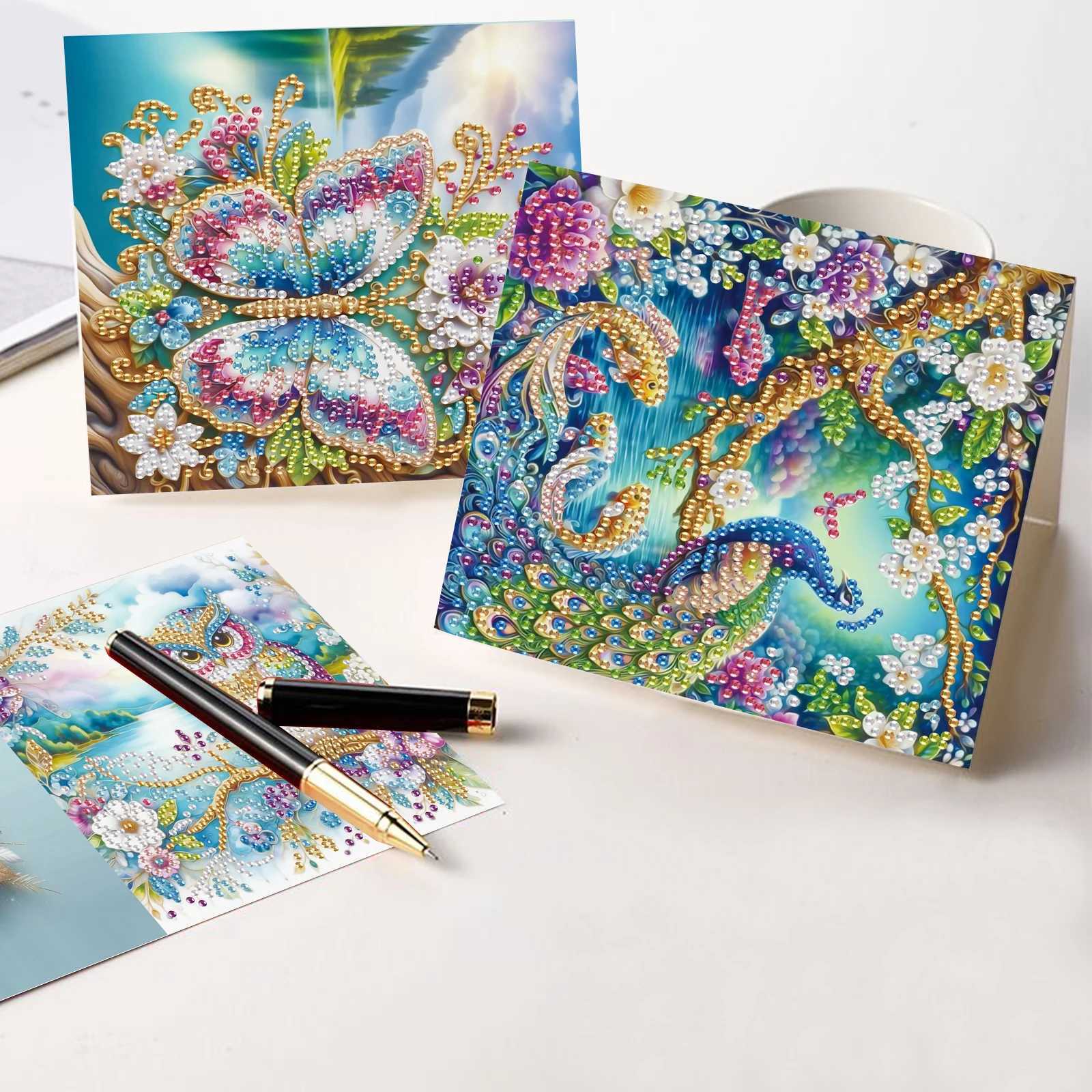 6Pcs Diamond Painting Greeting Cards KitDIY Colorful animals Handmade Festival Greeting Diamond Art Birthday Creative Cards G251119