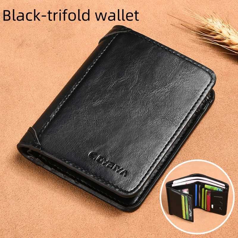 RFID Men Wallet PU Leather Blocking Trifold Wallet Vintage Thin Short Multi Function Id Credit Card Holder Male Purse MoneyT251119