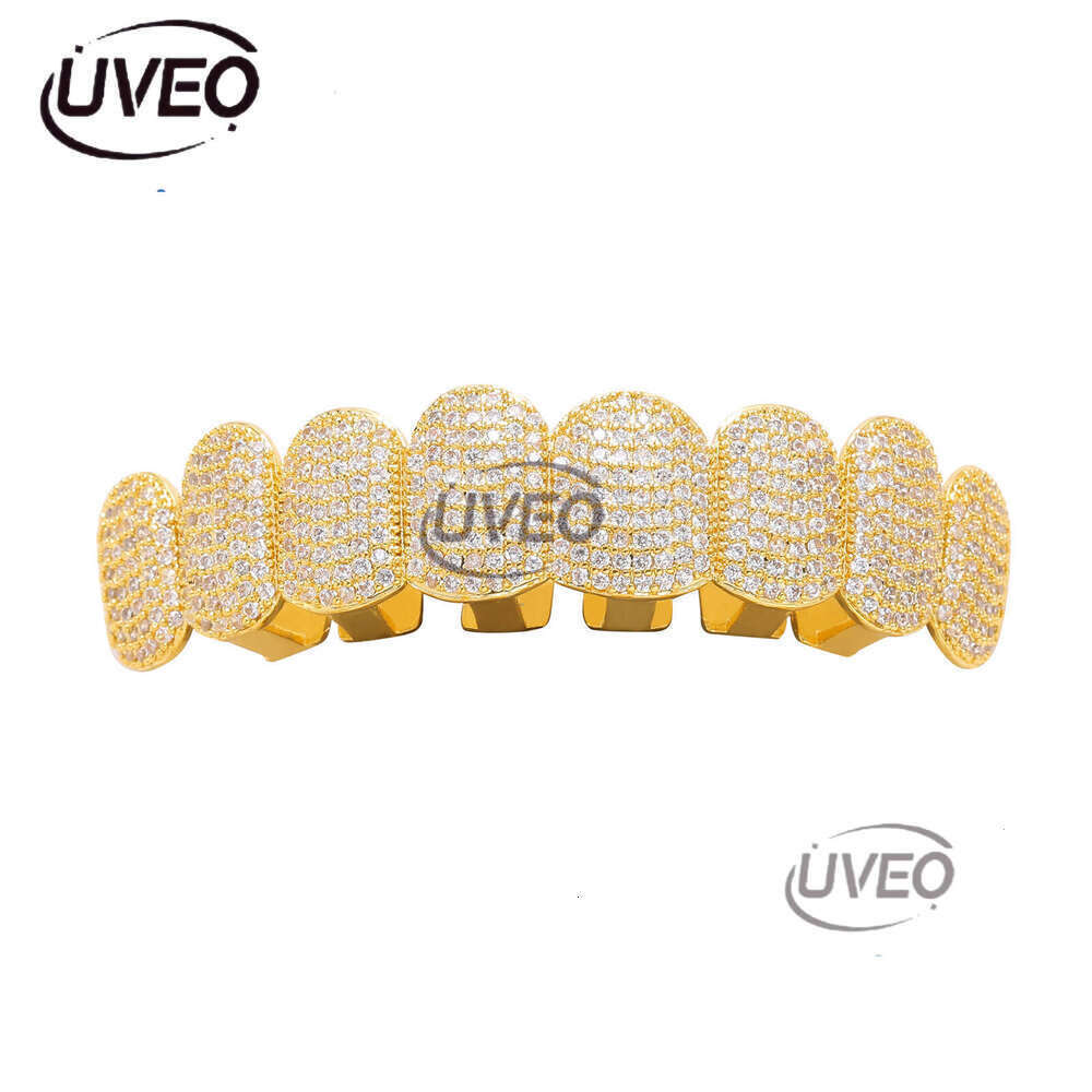 new micro inlaid eight sterling silver ice out VVS Moissanite gold braces Grill Cool men's hip hop Free delivery