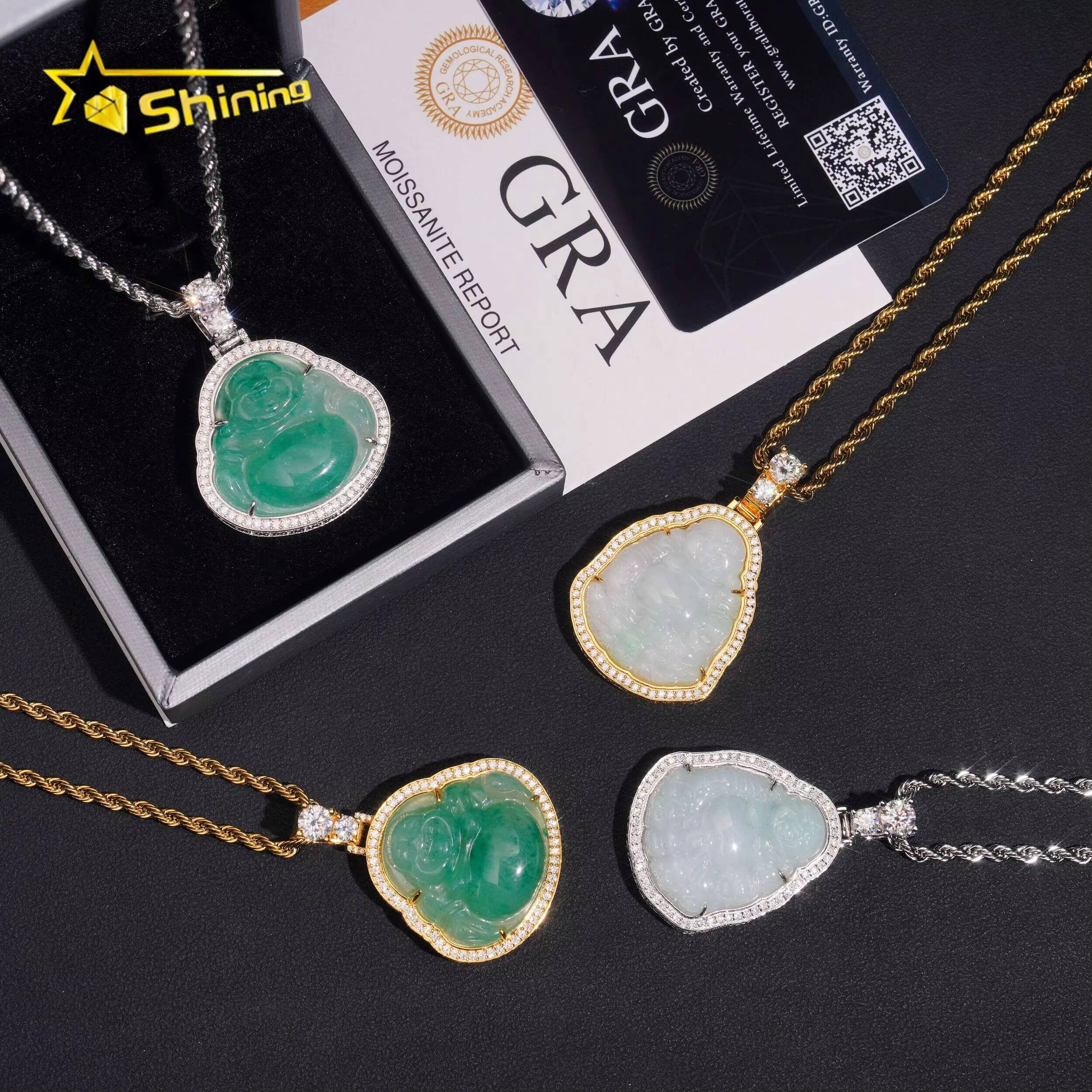 Hot Selling Jade Pendant Collection Hip Hop Pass Diamond Tester 925 Silver Iced Out Moisaanite Buddha Pendant