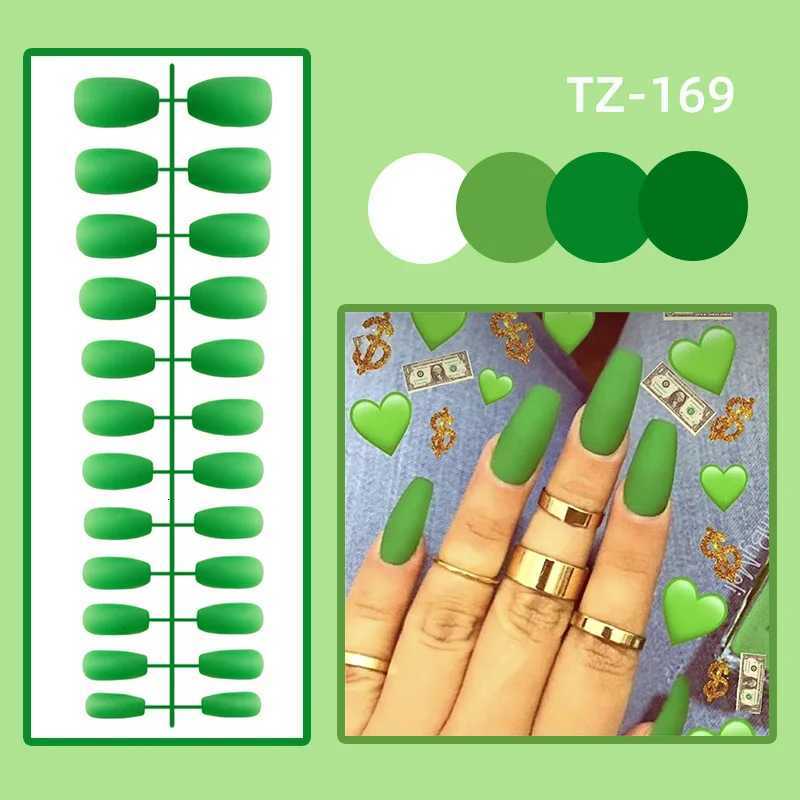 24Pcs/Set Long Round Head Bright Solid Color Press On Acrylic Nail Art Fake Nails Finished Wearing Manicure Reusable False NailsT251118T251119