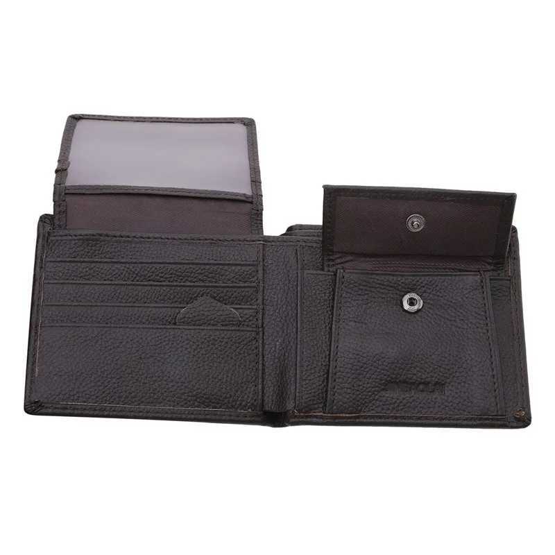 Vintage Short Men Wallets Genuine Leather Credit Card Holder Waterproof Men Purse Classic Coin Pocket Black Male WalletT251119