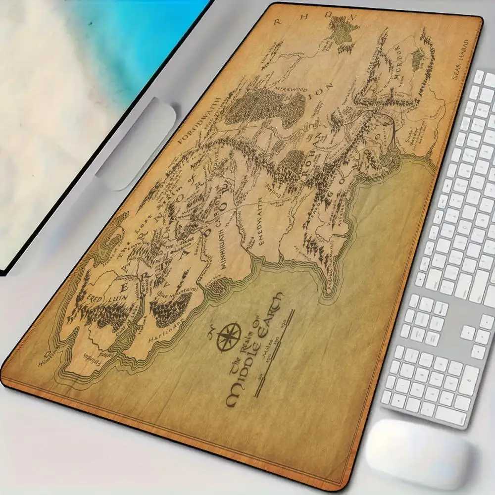 Retro scroll map large Mouse Pad Desk Mat with Stitched Edge Rubber anti-slip pc accessories Gaming mat keyboard mouse padsM251119