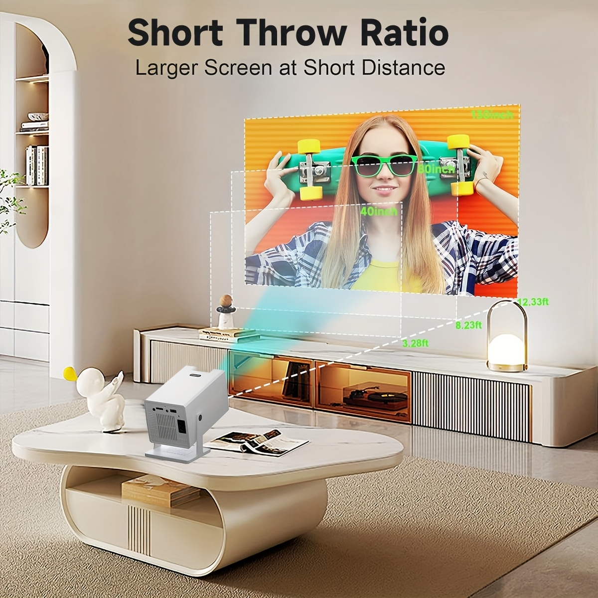 S320 PRO 4K Projector with Dual WiFi6 - High Brightness (180 ANSI) & Bluetooth 5.0 for Home Theater
