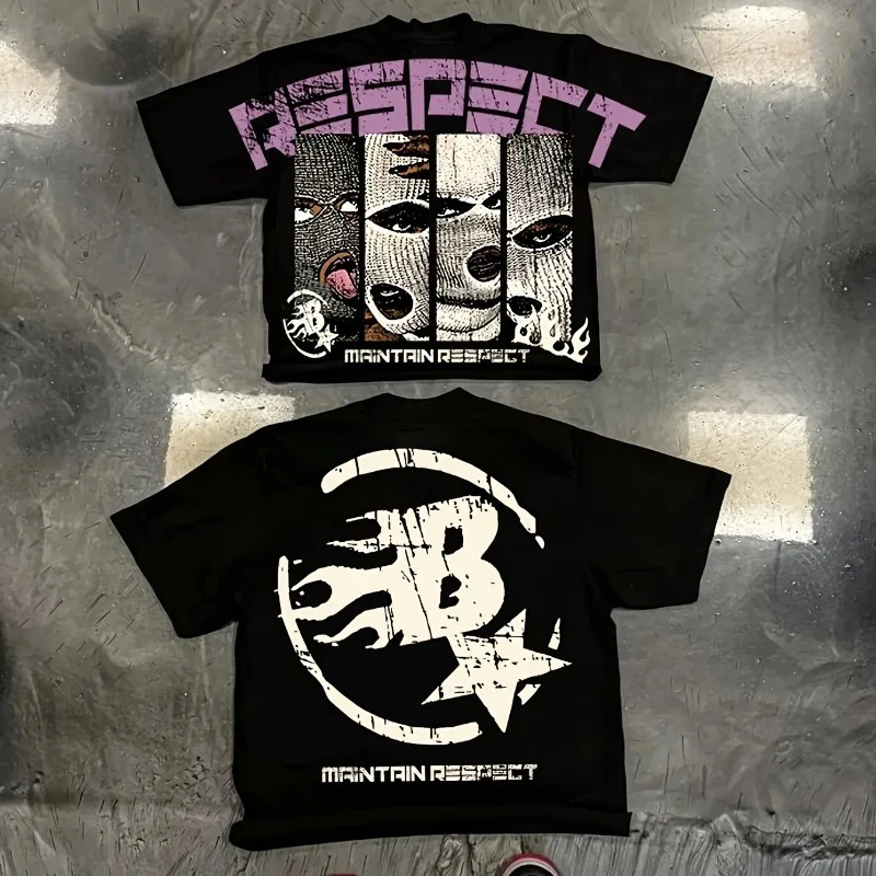 Y2K style fashionable casual pattern printed mens Tshirt comfortable soft short sleeved summer top 250408Z