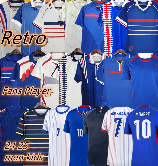 1998 1982 84 86 88 90 96 00 02 04 06 frenchs Retro Soccer jerseys 98 ZIDANE PAVARD HENRY DE FOOT GRIEZMANN GIROUD Vieira 2024 2025 MBAPPE frnchs men kids kit Football shirt