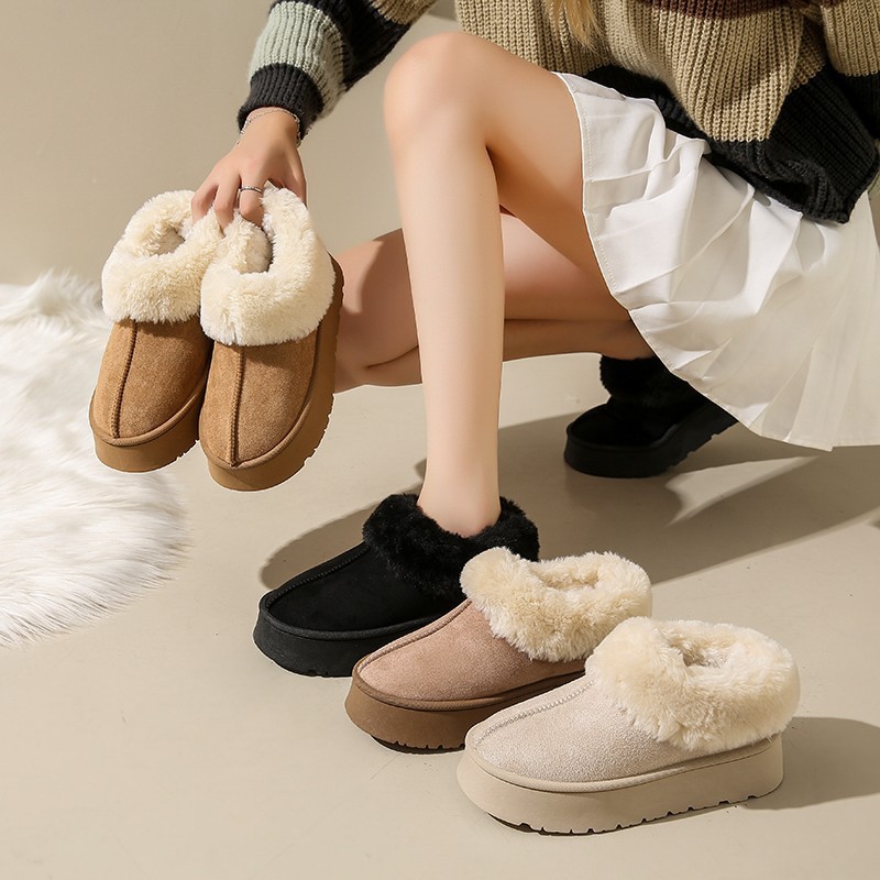 Hot new free shipping designer slippers for womens snow boots brown beige black New velvet thickened thick soled warm cotton shoes