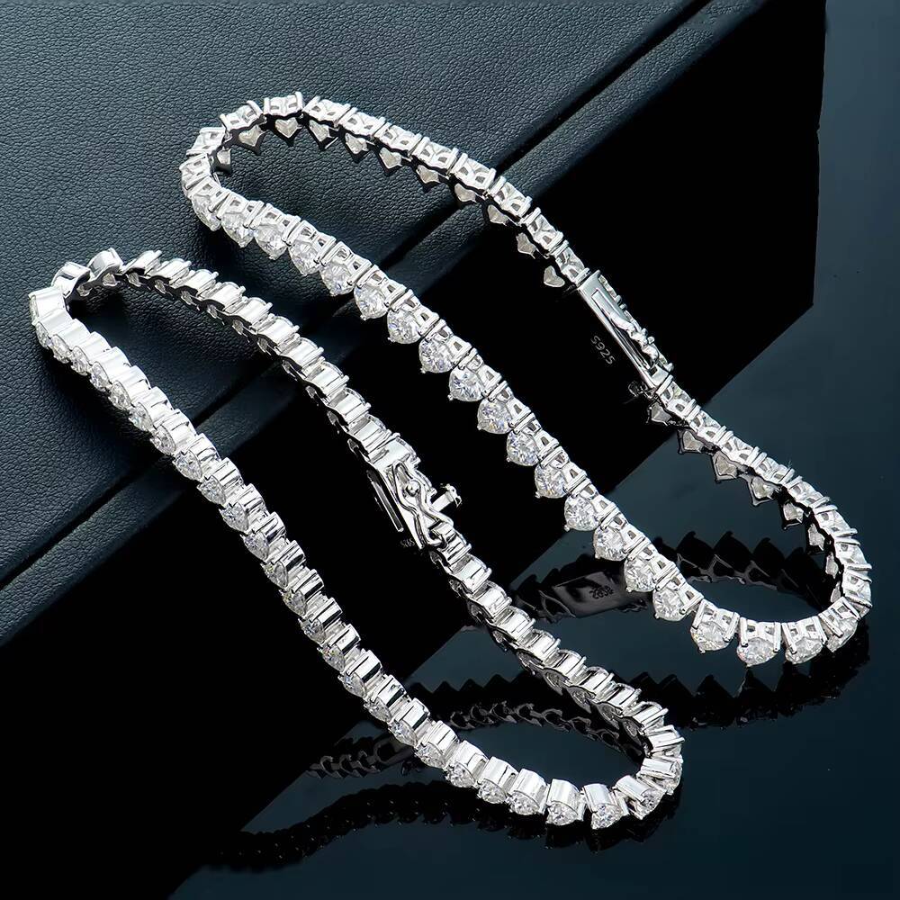 Moissanite Heart Tennis Bracelet 925 Sterling Silver Brilliant Gift for Women D Color VVS Clarity Pass Diamond Test Fine Jewelry