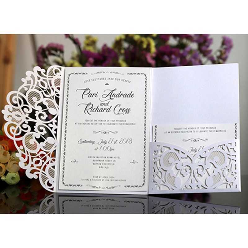 50pcs Blue White Elegant Hollow Laser Cut Wedding Invitation Card Greeting Card Customize Business With RSVP Card Party Supplies G251119